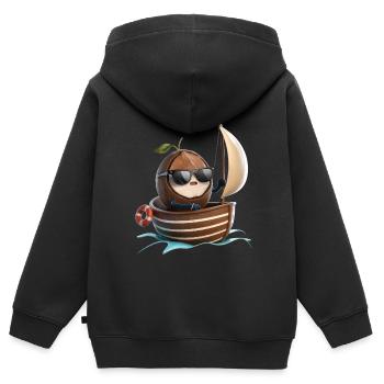Obst Kokosnuss Bootfahren Geschenk - Kinder Premium Organic Zip Hoodie - Schwarz - Hinten - AI Model Kid Male (0cm)