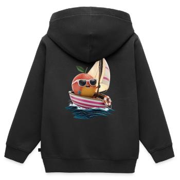 Obst Grapefruit Bootfahren Geschenk - Kinder Premium Organic Zip Hoodie - Schwarz - Hinten - AI Model Kid Male (0cm)
