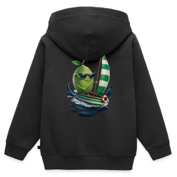 Frucht Limette Bootfahren Geschenk - Kinder Premium Organic Zip Hoodie - Schwarz - Hinten - AI Model Kid Male (0cm)
