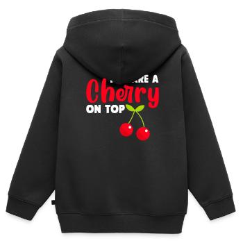 Kirsche Kirschbaum Kirschblüte Frucht Geschenk - Kinder Premium Organic Zip Hoodie - Schwarz - Hinten - AI Model Kid Male (0cm)