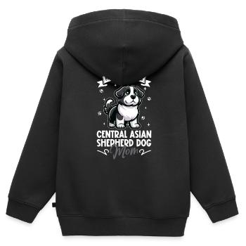 Ovcharka Mama d’Asie centrale - Sweat Premium à capuche zippé enfant bio - noir - Dos - AI Model Kid Male (0cm)