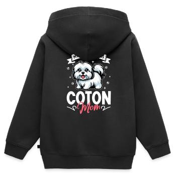 Coton de Tulear Mama - Sweat Premium à capuche zippé enfant bio - noir - Dos - AI Model Kid Male (0cm)