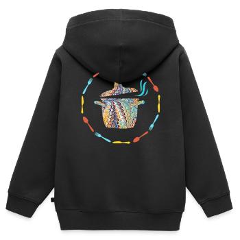 topf e 120 - Kinder Premium Organic Zip Hoodie - Schwarz - Hinten - AI Model Kid Male (0cm)