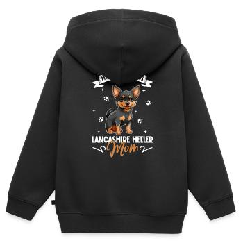 Lancashire Heeler Maman - Sweat Premium à capuche zippé enfant bio - noir - Dos - AI Model Kid Male (0cm)