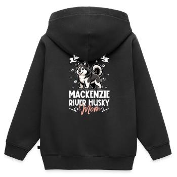 Maman husky du fleuve Mackenzie - Sweat Premium à capuche zippé enfant bio - noir - Dos - AI Model Kid Male (0cm)
