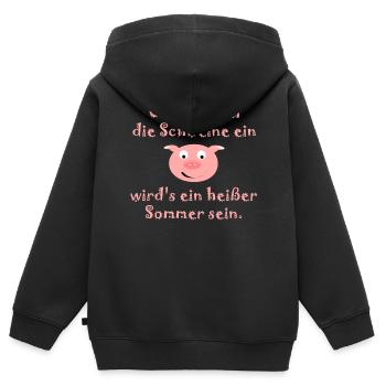 Les cochons mettent de la crème - Sweat Premium à capuche zippé enfant bio - noir - Dos - AI Model Kid Male (0cm)