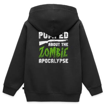 Zombie - Kinder Premium Organic Zip Hoodie - Schwarz - Hinten - AI Model Kid Male (0cm)