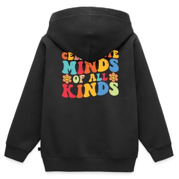 Autisme - Sweat Premium à capuche zippé enfant bio - noir - Dos - AI Model Kid Male (0cm)