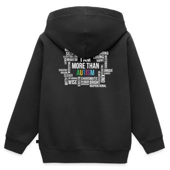 Autisme - Sweat Premium à capuche zippé enfant bio - noir - Dos - AI Model Kid Male (0cm)