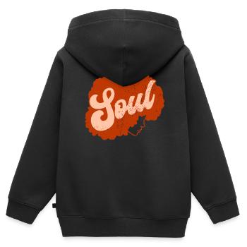 Musique Soul Afro - Sweat Premium à capuche zippé enfant bio - noir - Dos - AI Model Kid Male (0cm)