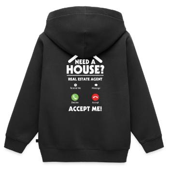 Immobilienmakler - Kinder Premium Organic Zip Hoodie - Schwarz - Hinten - AI Model Kid Male (0cm)