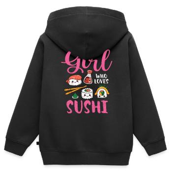Sushi - Kinder Premium Organic Zip Hoodie - Schwarz - Hinten - AI Model Kid Male (0cm)