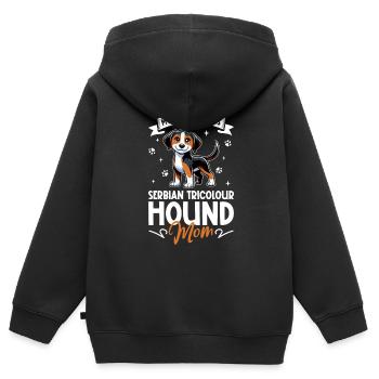 Dreifarbiger Serbischer Laufhund Mama - Kinder Premium Organic Zip Hoodie - Schwarz - Hinten - AI Model Kid Male (0cm)
