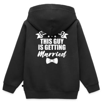 Enterrement de vie de garçon et de garçon - Sweat Premium à capuche zippé enfant bio - noir - Dos - AI Model Kid Male (0cm)