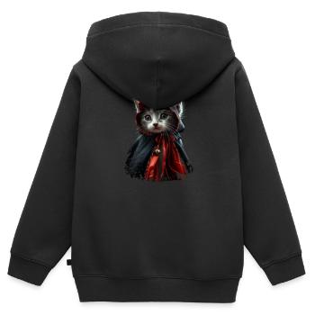 Kätzchen im gruseligen Mantel - Halloween Gothic - Kinder Premium Organic Zip Hoodie - Schwarz - Hinten - AI Model Kid Male (0cm)