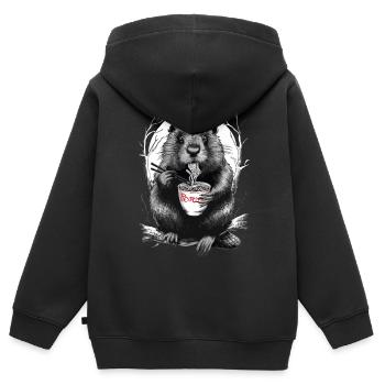 Biber - Kinder Premium Organic Zip Hoodie - Schwarz - Hinten - AI Model Kid Male (0cm)