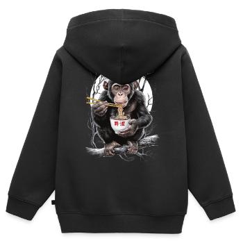 Schimpanse - Kinder Premium Organic Zip Hoodie - Schwarz - Hinten - AI Model Kid Male (0cm)