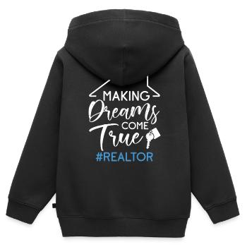 Immobilienmakler - Kinder Premium Organic Zip Hoodie - Schwarz - Hinten - AI Model Kid Male (0cm)