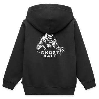 Ghost Bait Gespenstischer Sensenmann Geisterjäger - Kinder Premium Organic Zip Hoodie - Schwarz - Hinten - AI Model Kid Male (0cm)
