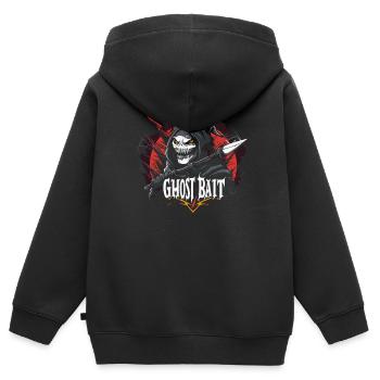 Faucheur de lance d’appât fantôme | Conception de SOS Fantômes - Sweat Premium à capuche zippé enfant bio - noir - Dos - AI Model Kid Male (0cm)