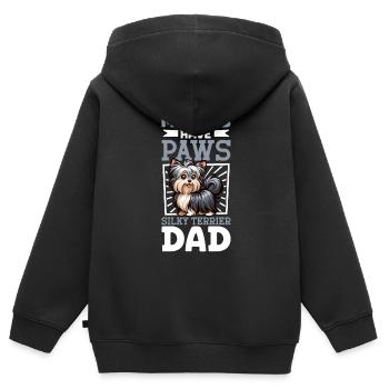 Papa Silky Terrier Australien - Sweat Premium à capuche zippé enfant bio - noir - Dos - AI Model Kid Male (0cm)