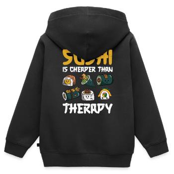 Sushi - Kinder Premium Organic Zip Hoodie - Schwarz - Hinten - AI Model Kid Male (0cm)