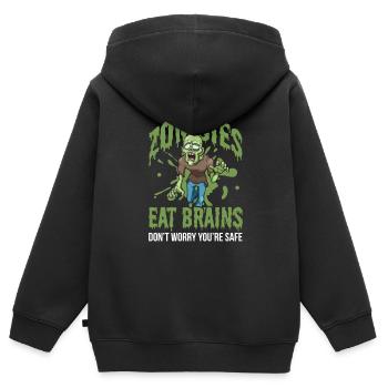 Zombie Zombie Chasseur de Zombie Apocalypse Cadeau - Sweat Premium à capuche zippé enfant bio - noir - Dos - AI Model Kid Male (0cm)