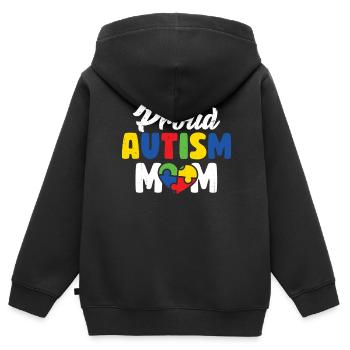 Autisme - Sweat Premium à capuche zippé enfant bio - noir - Dos - AI Model Kid Male (0cm)