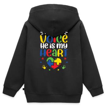 Autismus Awareness Day Autist Geschenk - Kinder Premium Organic Zip Hoodie - Schwarz - Hinten - AI Model Kid Male (0cm)