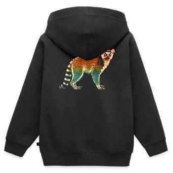 Lémurien Madagascar - Sweat Premium à capuche zippé enfant bio - noir - Dos - AI Model Kid Male (0cm)