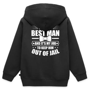 Enterrement de vie de garçon et de garçon - Sweat Premium à capuche zippé enfant bio - noir - Dos - AI Model Kid Male (0cm)