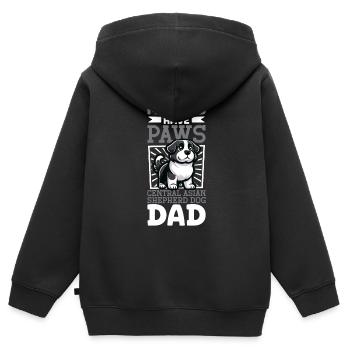 Ovcharka Papa d’Asie centrale - Sweat Premium à capuche zippé enfant bio - noir - Dos - AI Model Kid Male (0cm)