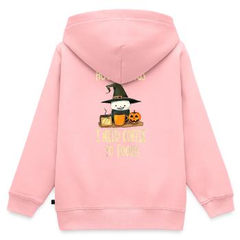 Hocus Pocus Kaffee Halloween Hexe Lustig - Kinder Premium Organic Zip Hoodie - Rosa - Hinten - AI Model Kid Female (0cm)