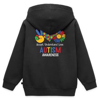 Autismus Awareness Day Autist Geschenk - Kinder Premium Organic Zip Hoodie - Schwarz - Hinten - AI Model Kid Male (0cm)