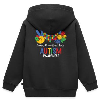 Autismus - Kinder Premium Organic Zip Hoodie - Schwarz - Hinten - AI Model Kid Male (0cm)