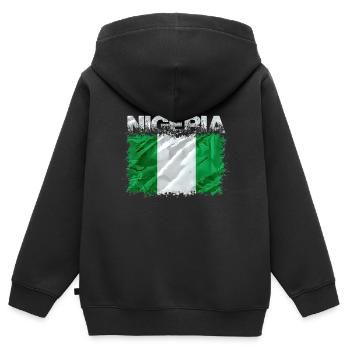 Nigeria - Kinder Premium Organic Zip Hoodie - Schwarz - Hinten - AI Model Kid Male (0cm)