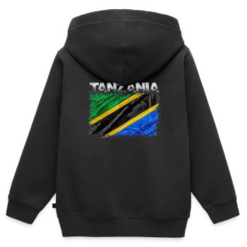 Tansania - Kinder Premium Organic Zip Hoodie - Schwarz - Hinten - AI Model Kid Male (0cm)