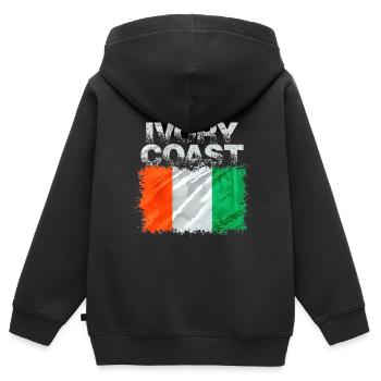 Côte d’Ivoire - Sweat Premium à capuche zippé enfant bio - noir - Dos - AI Model Kid Male (0cm)