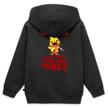 Rasen mähen Lieblingshobby - Ente mit Messer - Kinder Premium Organic Zip Hoodie - Schwarz - Hinten - AI Model Kid Male (0cm)