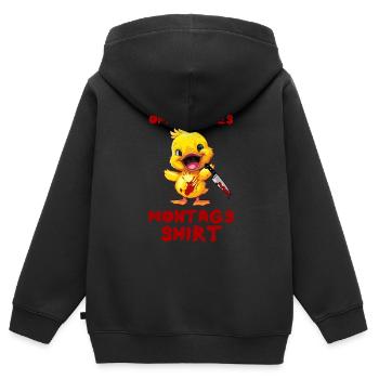 Offizielles Montags Shirt - Ente mit Messer - Kinder Premium Organic Zip Hoodie - Schwarz - Hinten - AI Model Kid Male (0cm)