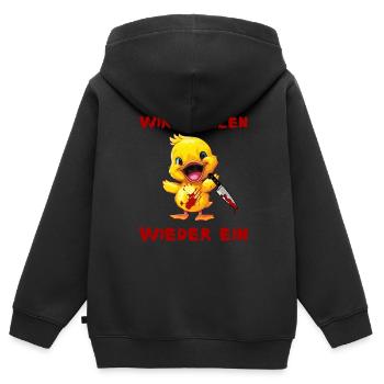 Stellen wieder ein - Ente mit Messer Halloween - Kinder Premium Organic Zip Hoodie - Schwarz - Hinten - AI Model Kid Male (0cm)