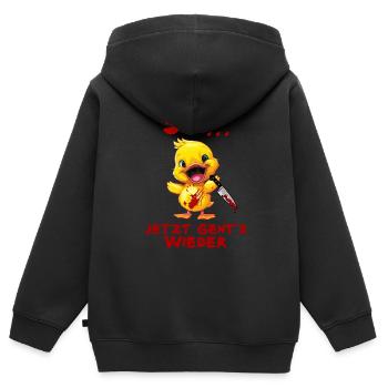 So jetzt geht's wieder - Ente Messer Halloween - Kinder Premium Organic Zip Hoodie - Schwarz - Hinten - AI Model Kid Male (0cm)