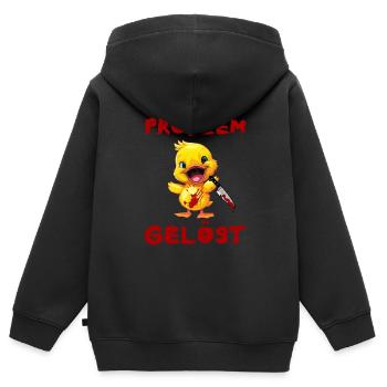 Problem gelöst - Ente mit Messer Halloween - Kinder Premium Organic Zip Hoodie - Schwarz - Hinten - AI Model Kid Male (0cm)