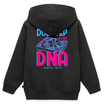 Dubstep 1970 - Sweat Premium à capuche zippé enfant bio - noir - Dos - AI Model Kid Male (0cm)
