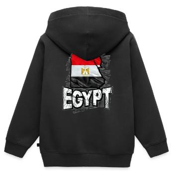 Égypte - Sweat Premium à capuche zippé enfant bio - noir - Dos - AI Model Kid Male (0cm)