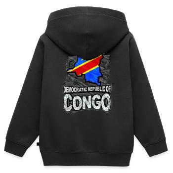 Congo - Sweat Premium à capuche zippé enfant bio - noir - Dos - AI Model Kid Male (0cm)