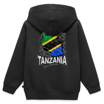 Tansania - Kinder Premium Organic Zip Hoodie - Schwarz - Hinten - AI Model Kid Male (0cm)