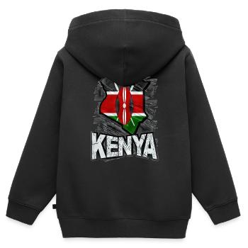 Kenia - Kinder Premium Organic Zip Hoodie - Schwarz - Hinten - AI Model Kid Male (0cm)