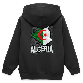 Algerien - Kinder Premium Organic Zip Hoodie - Schwarz - Hinten - AI Model Kid Male (0cm)