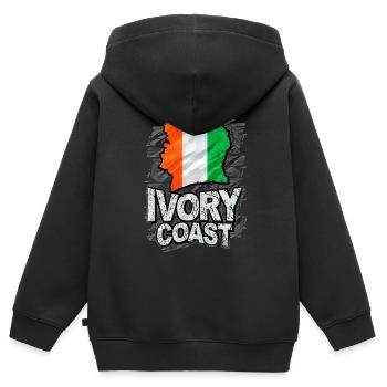 Côte d’Ivoire - Sweat Premium à capuche zippé enfant bio - noir - Dos - AI Model Kid Male (0cm)